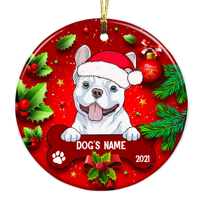 Personalized Dog Christmas Circle Ornament NB52 87O53 1