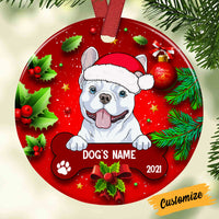 Personalized Dog Christmas Circle Ornament NB52 87O53 thumb 1