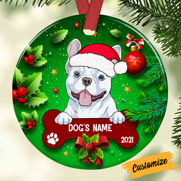 Personalized Dog Christmas Circle Ornament NB52 87O53 1
