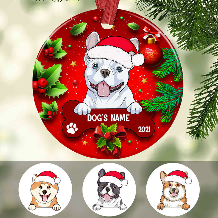 Personalized Dog Christmas Circle Ornament NB52 87O53 1