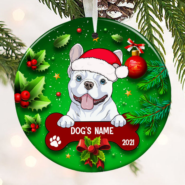 Personalized Dog Christmas Circle Ornament NB52 87O53 1
