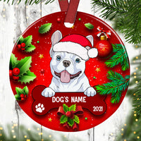 Personalized Dog Christmas Circle Ornament NB52 87O53 thumb 1