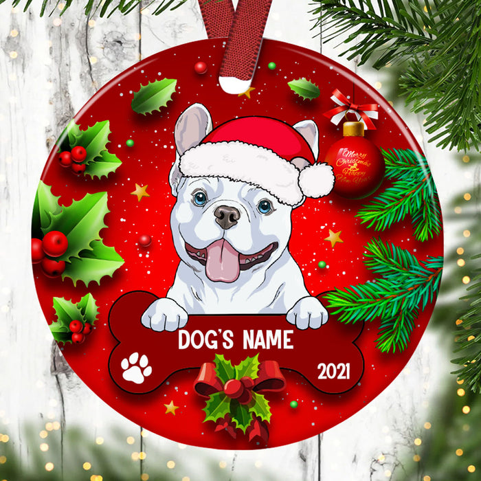 Personalized Dog Christmas Circle Ornament NB52 87O53 1