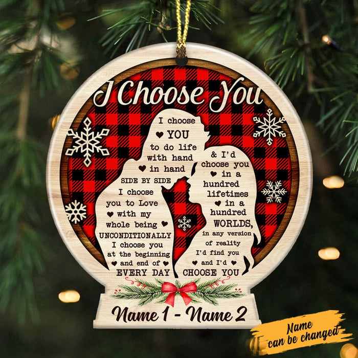Personalized Couple Christmas Snow Globe Ornament NB82 87O53 1