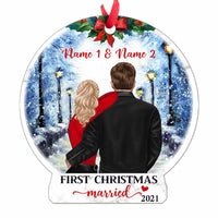 Personalized Couple First Christmas Snow Globe Ornament NB91 30O58 thumb 1