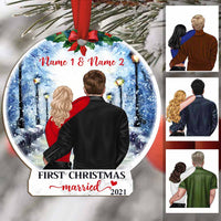 Personalized Couple First Christmas Snow Globe Ornament NB91 30O58 thumb 1