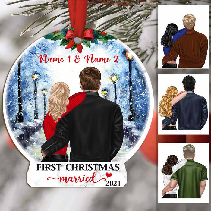 Personalized Couple First Christmas Snow Globe Ornament NB91 30O58 1
