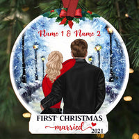 Personalized Couple First Christmas Snow Globe Ornament NB91 30O58 thumb 1