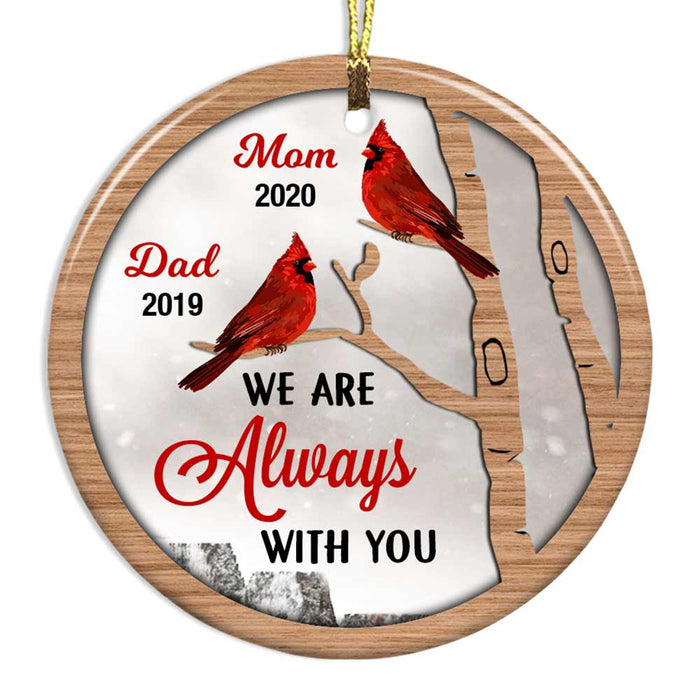 Perrsonalized Mom Dad Memo I Am Always With You Cardinal Circle Ornament NB61 23O47 1