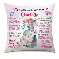 Personalized Granddaughter Baby Elephant Hug This Pillow NB52 24O66 thumb 1
