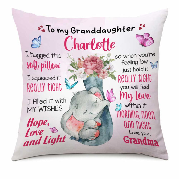 Personalized Granddaughter Baby Elephant Hug This Pillow NB52 24O66 1