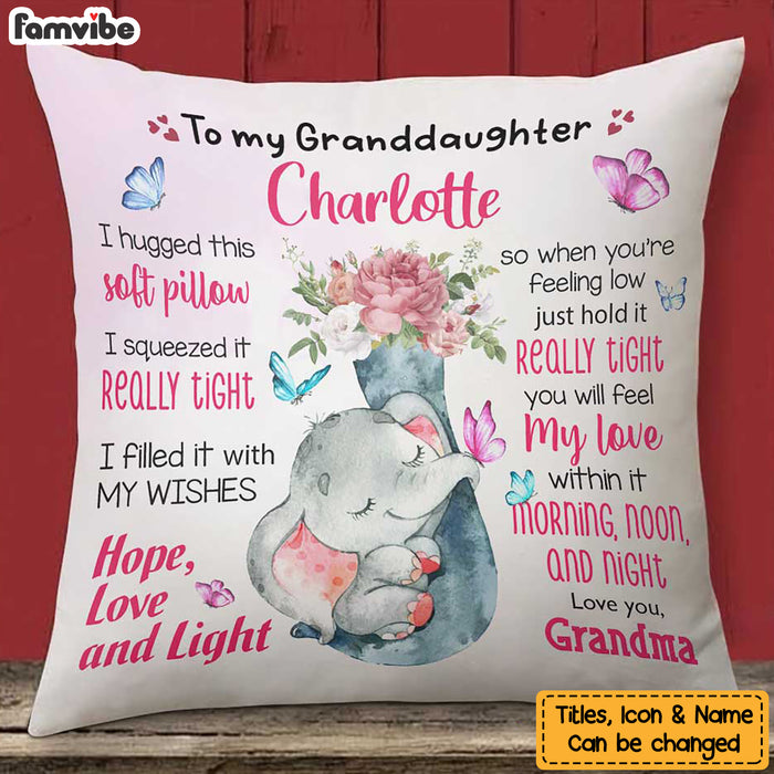 Personalized Granddaughter Baby Elephant Hug This Pillow NB52 24O66 1