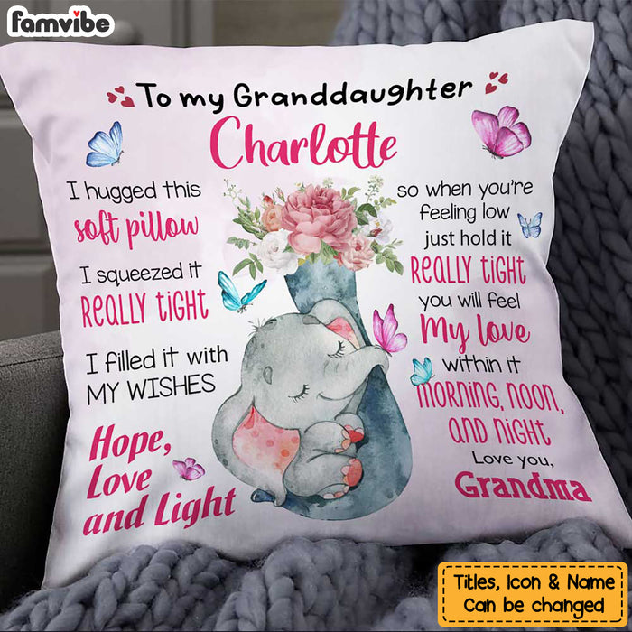 Personalized Granddaughter Baby Elephant Hug This Pillow NB52 24O66 1
