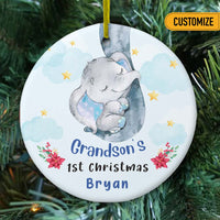 Personalized Baby First Christmas Elephant Circle Ornament NB53 24O66 thumb 1