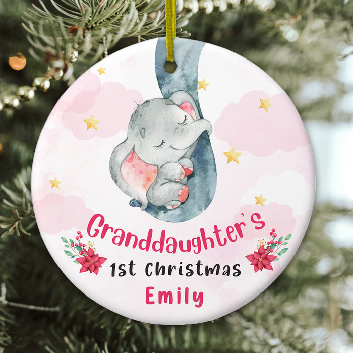 Personalized Baby First Christmas Elephant Circle Ornament NB53 24O66 1