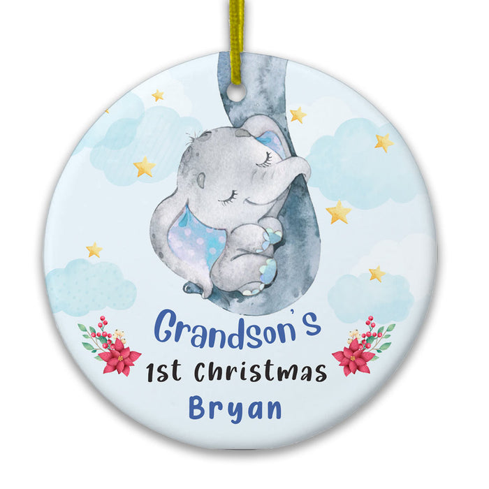 Personalized Baby First Christmas Elephant Circle Ornament NB53 24O66 1