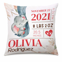 Personalized Grandma Mom Son Grandson Daughter Granddaughter Baby Annoucement Elephant Pillow NB55 24O66 thumb 1
