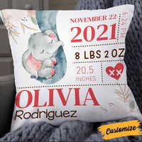 Personalized Grandma Mom Son Grandson Daughter Granddaughter Baby Annoucement Elephant Pillow NB55 24O66 thumb 1