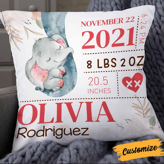 Personalized Grandma Mom Son Grandson Daughter Granddaughter Baby Annoucement Elephant Pillow NB55 24O66 1