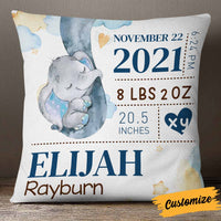Personalized Grandma Mom Son Grandson Daughter Granddaughter Baby Annoucement Elephant Pillow NB55 24O66 thumb 1