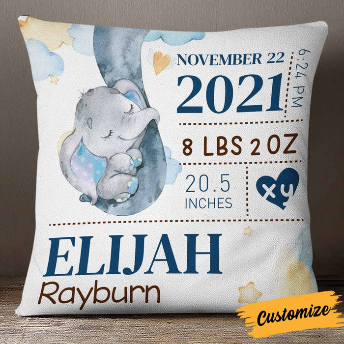 Personalized Grandma Mom Son Grandson Daughter Granddaughter Baby Annoucement Elephant Pillow NB55 24O66 1