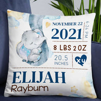 Personalized Grandma Mom Son Grandson Daughter Granddaughter Baby Annoucement Elephant Pillow NB55 24O66 thumb 1
