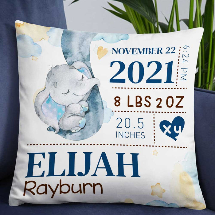 Personalized Grandma Mom Son Grandson Daughter Granddaughter Baby Annoucement Elephant Pillow NB55 24O66 1