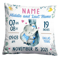 Personalized Baby Announcement Nursery Elephant Pillow NB55 24O32 thumb 1