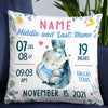 Personalized Baby Announcement Nursery Elephant Pillow NB55 24O32 1