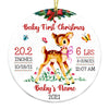 Personalized Deer Vintage Baby First Christmas Circle Ornament NB61 85O47 1