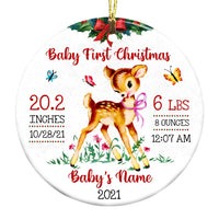 Personalized Deer Vintage Baby First Christmas Circle Ornament NB61 85O47 thumb 1