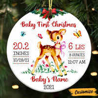 Personalized Deer Vintage Baby First Christmas Circle Ornament NB61 85O47 thumb 1