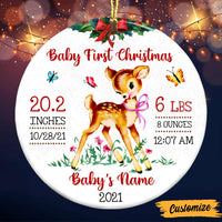 Personalized Deer Vintage Baby First Christmas Circle Ornament NB61 85O47 thumb 1