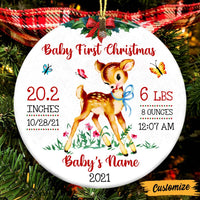 Personalized Deer Vintage Baby First Christmas Circle Ornament NB61 85O47 thumb 1