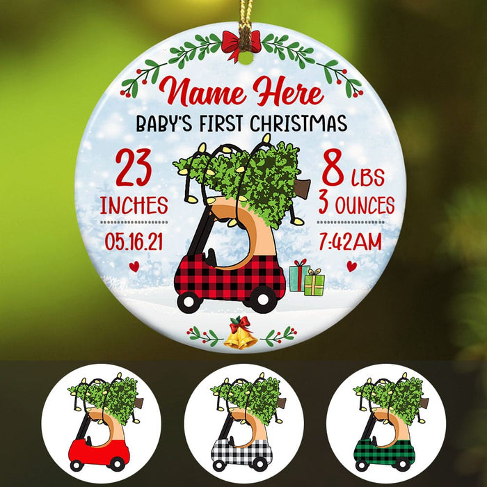 Personalized Toy Car Baby First Christmas Circle Ornament NB62 87O53 1