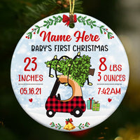 Personalized Toy Car Baby First Christmas Circle Ornament NB62 87O53 thumb 1