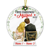 Personalized Couple Married Christmas Snow Globe Ornament NB63 95O36 thumb 1