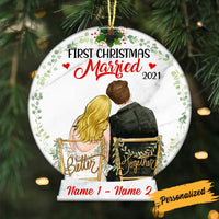 Personalized Couple Married Christmas Snow Globe Ornament NB63 95O36 thumb 1