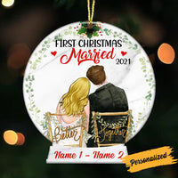 Personalized Couple Married Christmas Snow Globe Ornament NB63 95O36 thumb 1