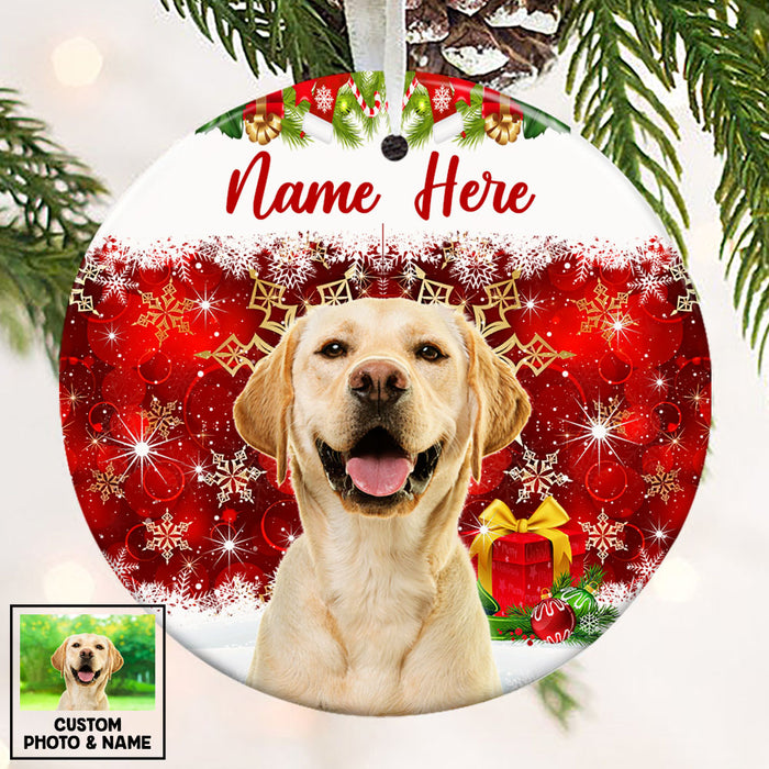Personalized Dog Photo Christmas Circle Ornament OB264 87O53 1