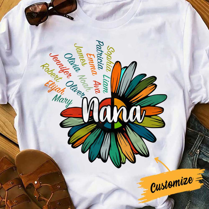 Personalized Mom Grandma Nana Flower T Shirt NB61 81O34 1
