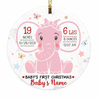 Personalized Elephant Baby First Christmas Circle Ornament NB81 30O58 thumb 1