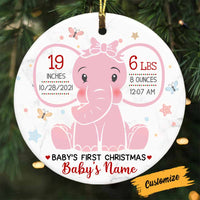 Personalized Elephant Baby First Christmas Circle Ornament NB81 30O58 thumb 1