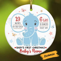 Personalized Elephant Baby First Christmas Circle Ornament NB81 30O58 thumb 1