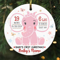 Personalized Elephant Baby First Christmas Circle Ornament NB81 30O58 thumb 1