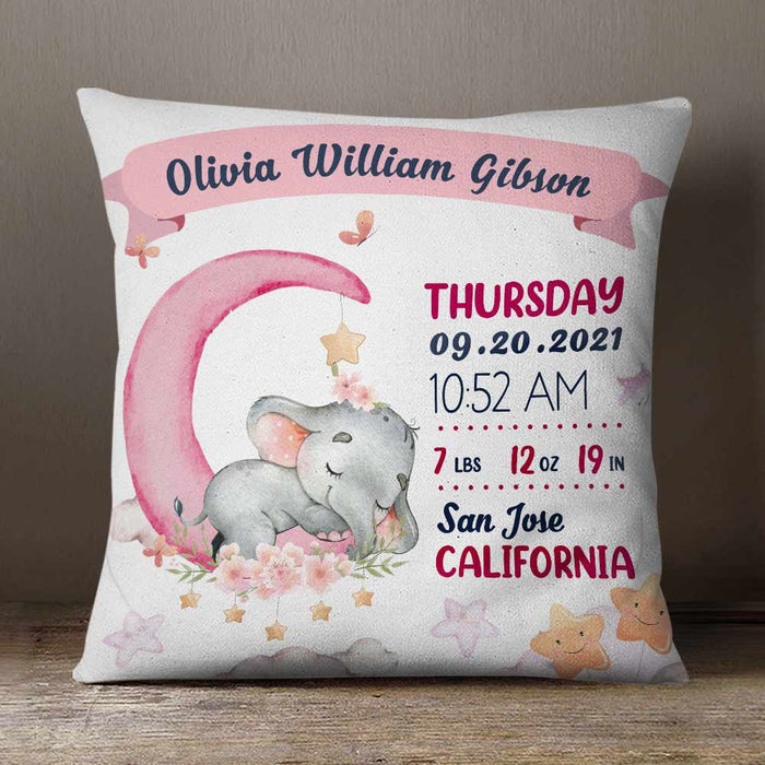 Personalized Baby Elephant Grandson Granddaughter Pillow NB810 24O66 1