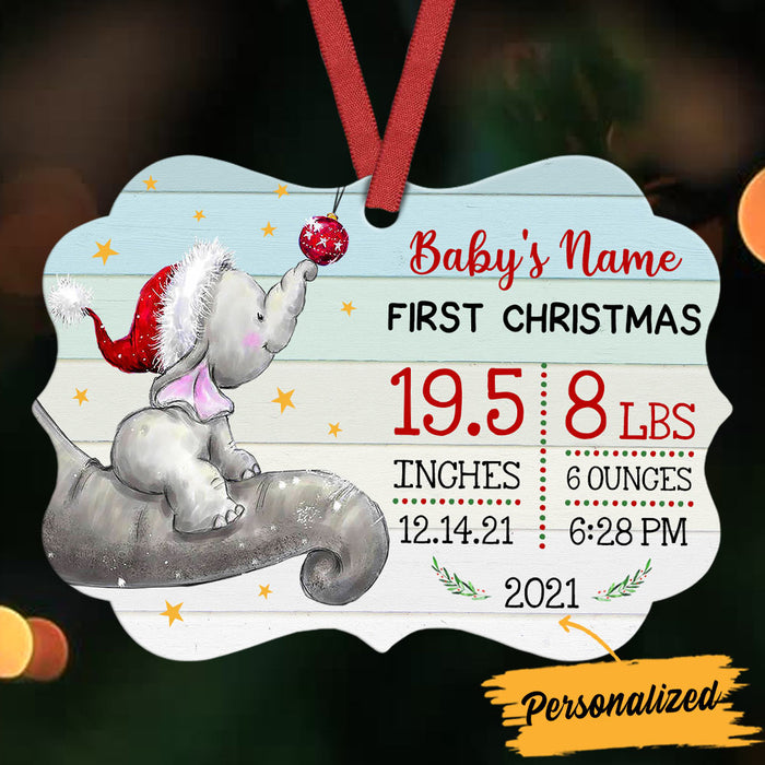 Personalized Elephant Baby First Christmas Benelux Ornament NB81 85O36 1