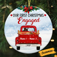Personalized Couple Red Truck Christmas Circle Ornament NB93 87O53 thumb 1