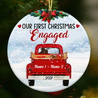 Personalized Couple Red Truck Christmas Circle Ornament NB93 87O53 thumb 1