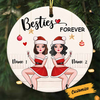 Personalized Friends Sisters Christmas Circle Ornament NB93 30O58 thumb 1